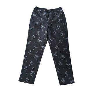 Talbots vintage silk blend tapered leg trousers dark navy blue floral size 10
